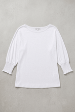 Cargar imagen en el visor de la galería, 3/4 Sleeve Top with Ruched Cuff Details (2 Colors)
