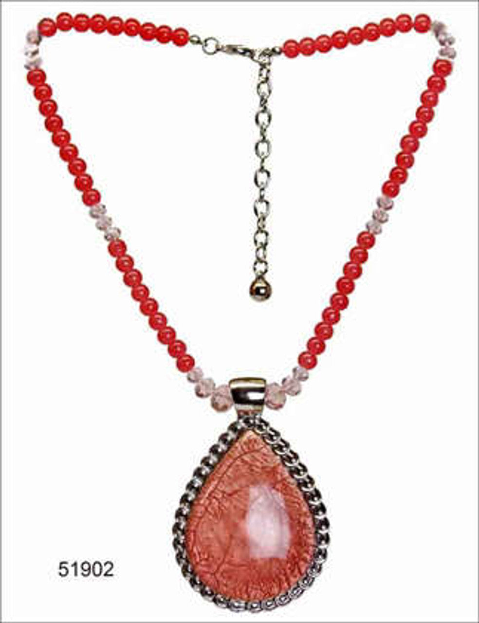 Pink Beaded Pendant Necklace