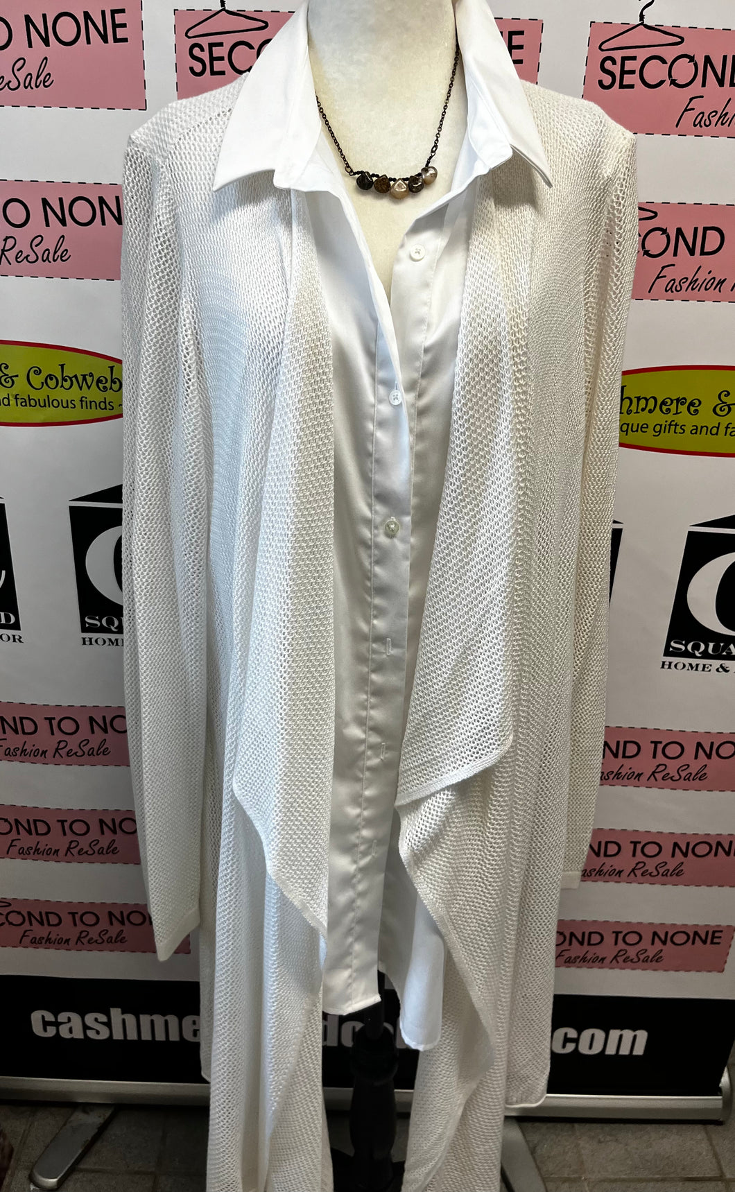 Penningtons White Cardigan (Size 1X)