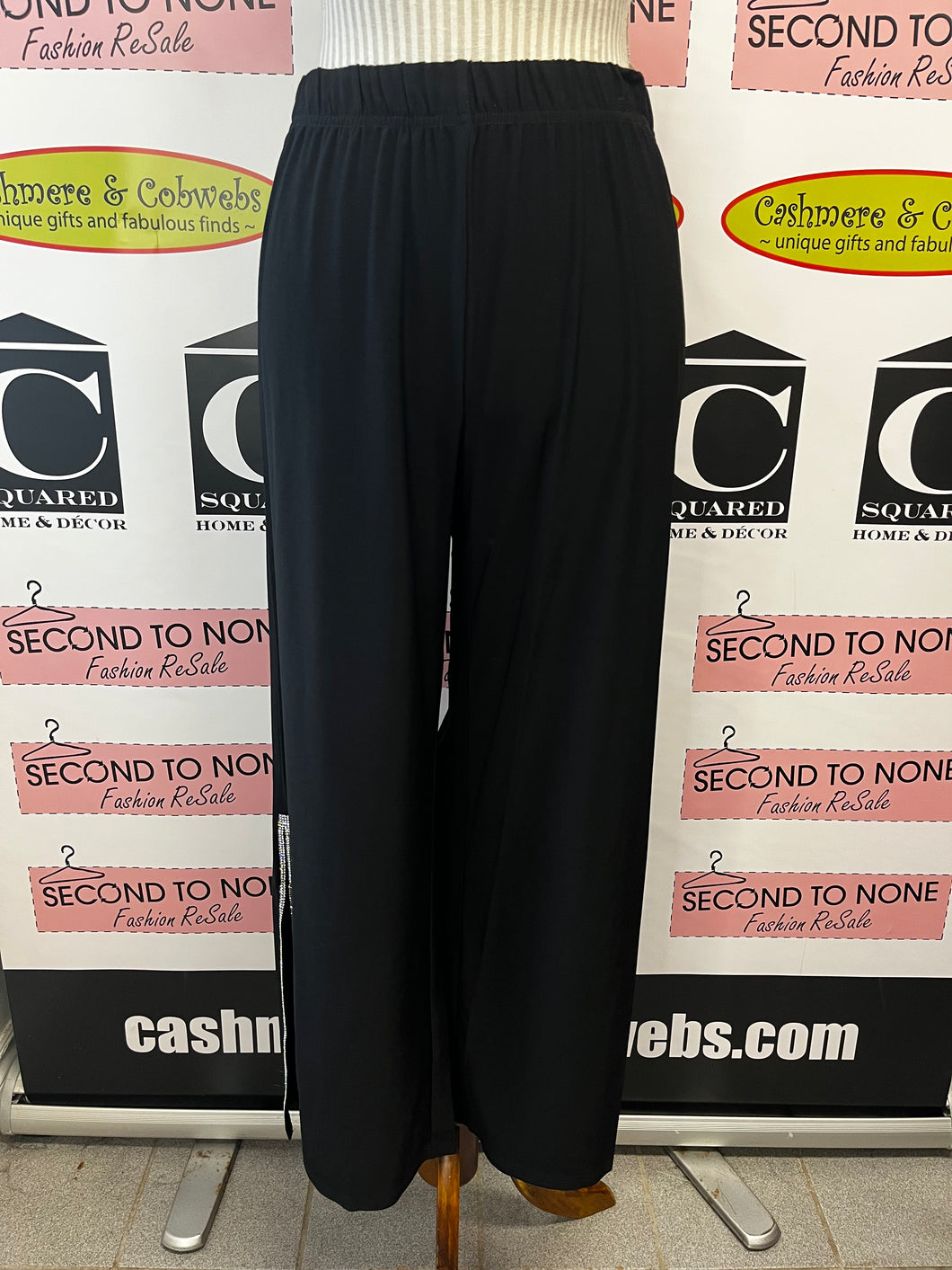 Rhinestone-Slit Eveningwear Pants