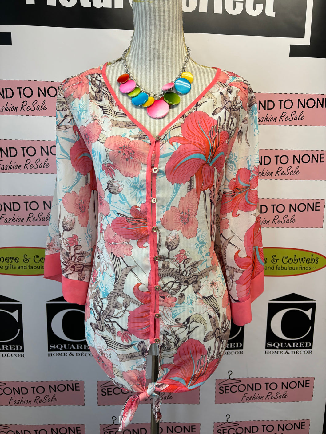 Point Zero Tropical Foliage Blouse (Size L)