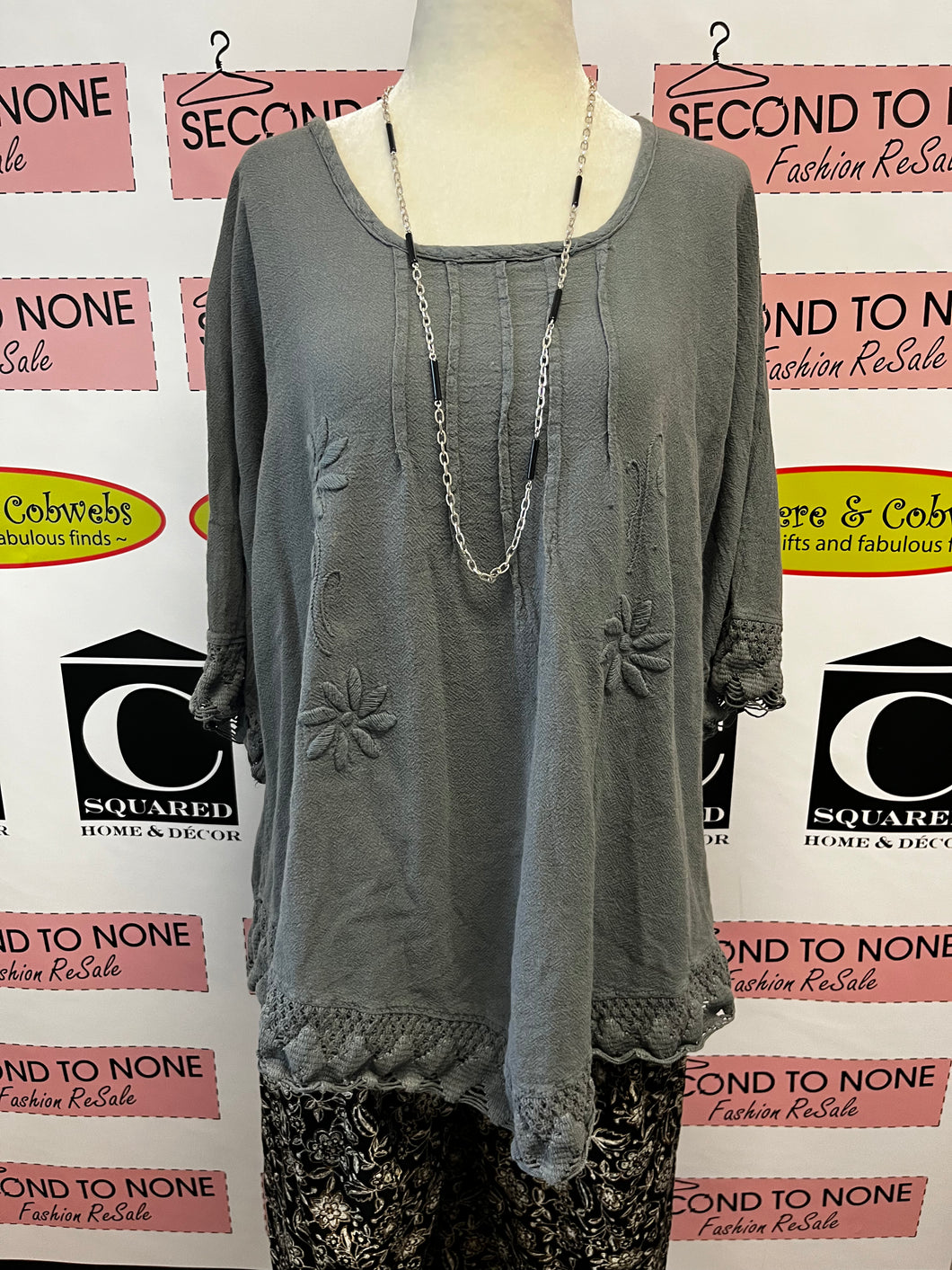 Grey Cotton Mexico Tunic (Size S)