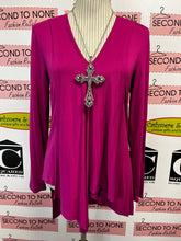 Load image into Gallery viewer, Fuchsia V-Neck Hi-Low Tunic (Size XS)
