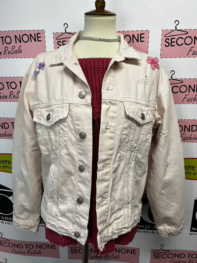 Zara Light Pink Denim Jacket (Size M)