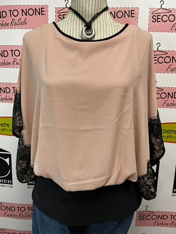 Joseph Ribkoff Lace Trim Blouse (Size 6)