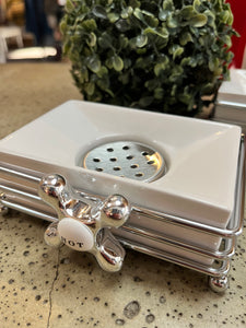 Ceramic & Chrome Soap Dish with Antique Tap