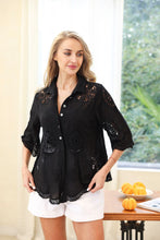 Load image into Gallery viewer, Black Cotton Embroidery Top (One Size)
