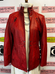 Danier Red Leather Jacket (Size S)