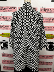 Joseph Ribkoff B&W Geometric Print Dress Coat (Size 20)
