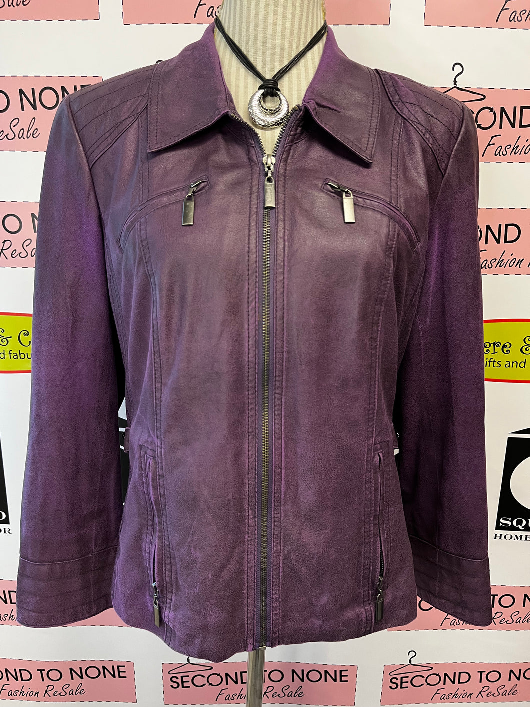 Conrad C Purple Faux Suede Jacket (Size 12)