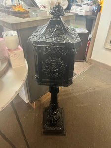 Antique Black Cast Iron Pedestal Mailbox