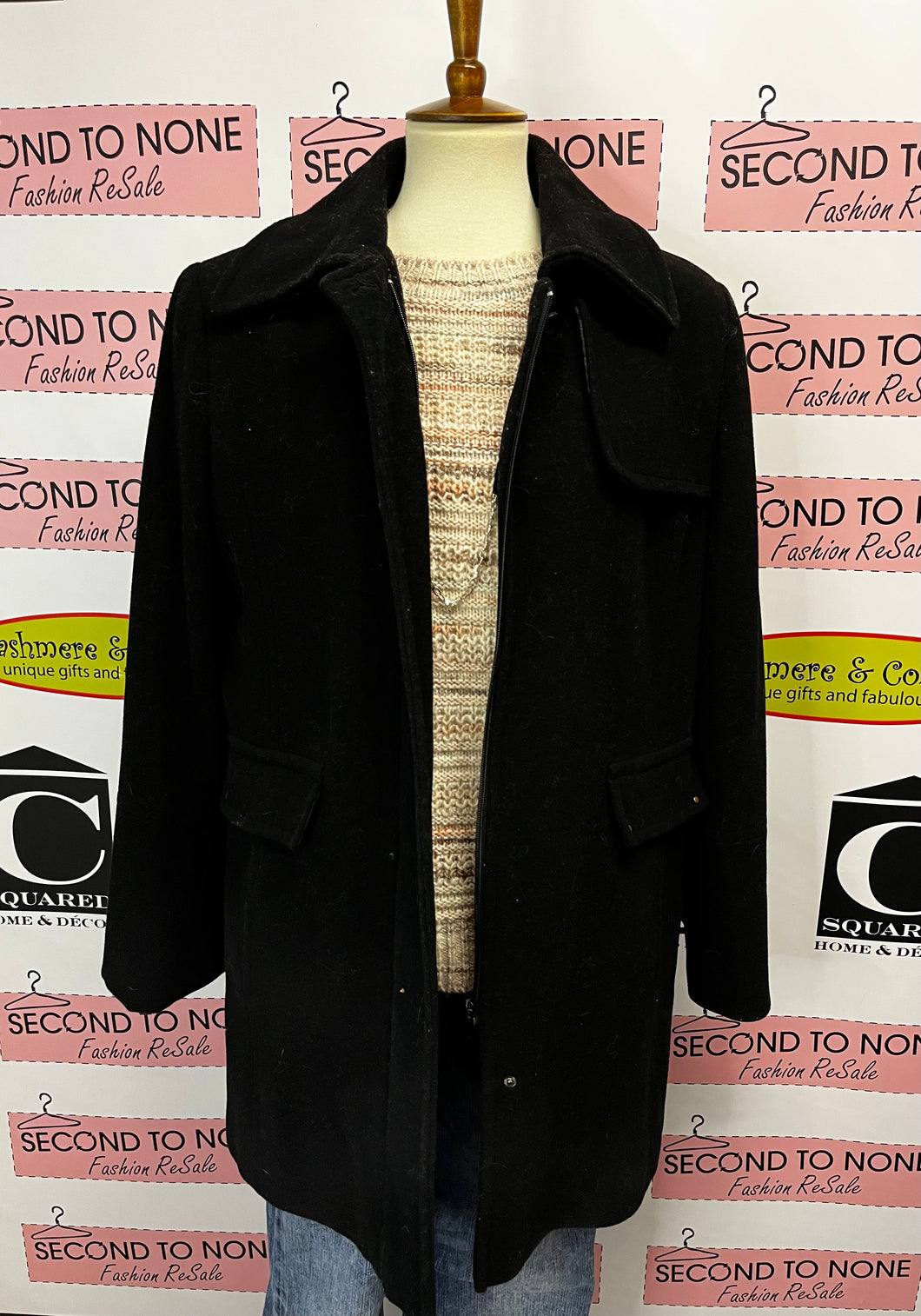 Wool Blend Zip Front Pea Coat (Size 9/10)