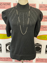 Cargar imagen en el visor de la galería, Bling Accent Short Sleeve Mock Neck (Size L)
