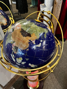 Globe on Marble-Look & Gold Light-Up Base