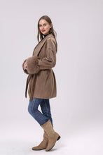 Cargar imagen en el visor de la galería, Belted Coat with Faux Fur Cuff (2 Colors)
