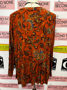 Orange Paisley Top (Size L)