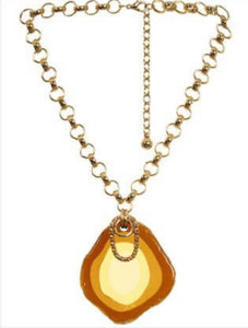 Large Amber-Look Stone Necklace