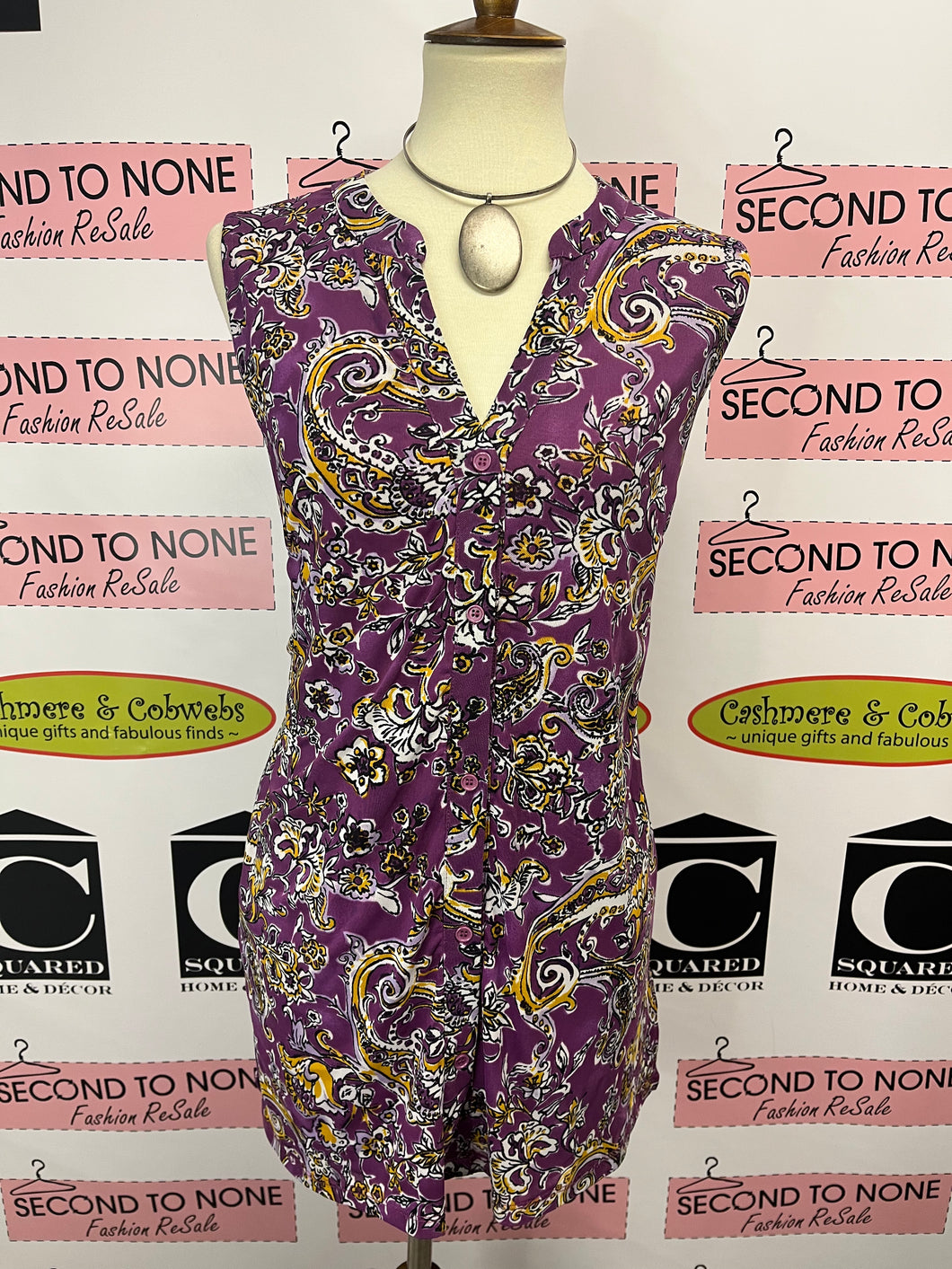 Cleo Purple Paisley Tank (Size L)