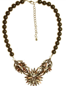 Three-Tone Black Bead & Bling Necklace