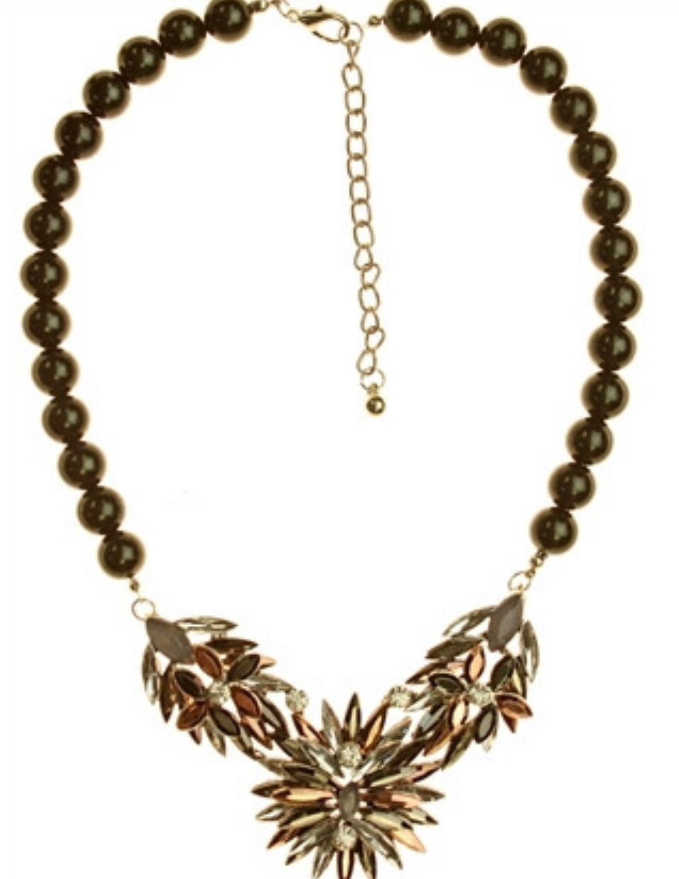 Three-Tone Black Bead & Bling Necklace