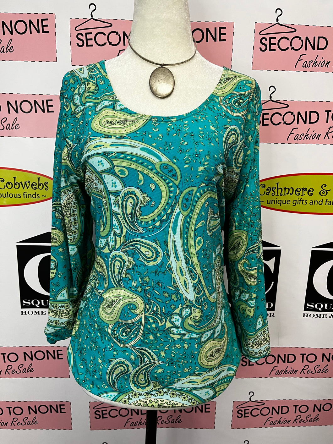 Blue Paisley Top (Size L)