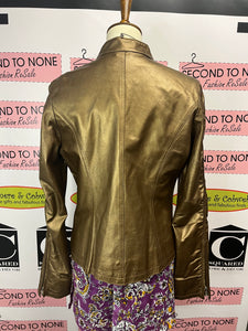 Le Chateau Gold Leather Jacket (Size L)