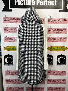 Houndstooth Hooded Puffer Vest