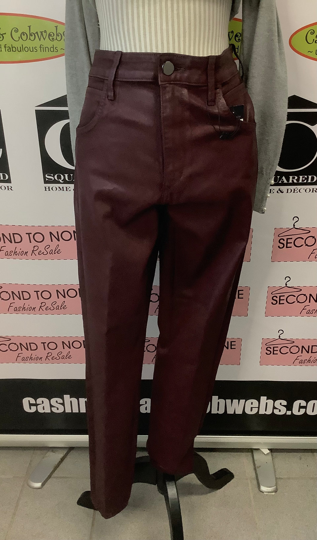 NWT Burgundy Faux Leather Pants (Size 6/EU32)