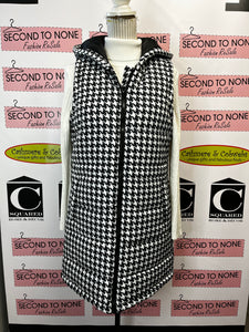 Houndstooth Hooded Puffer Vest (Only 1 M Left!)