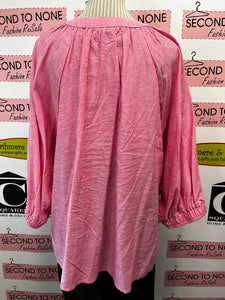 Chaps Pink Linen Top (Size 2XL)