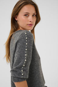 Wool Blend Pearl Sleeve Sweater (2 Colours)