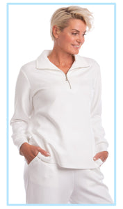 White Fleece 1/2 Zip Top