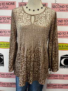 Investments Animal Print Velvet Blouse (Size M)