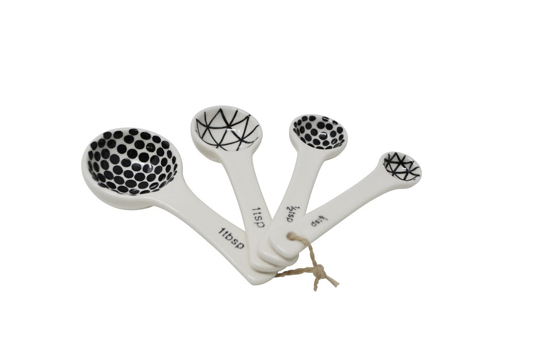 Black & White Abstract Measuring Spoons (Set of 4)