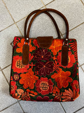 Load image into Gallery viewer, Bazarte Hand Embroidered Floral Tote Bag
