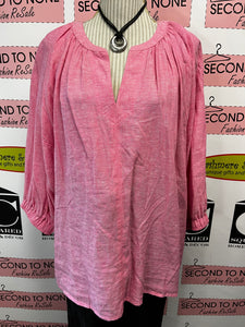 Chaps Pink Linen Top (Size 2XL)