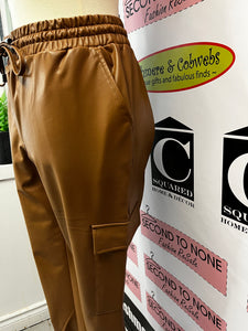 Cleo Brown Faux Leather Joggers (Size 10)