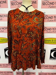 Orange Paisley Top (Size L)