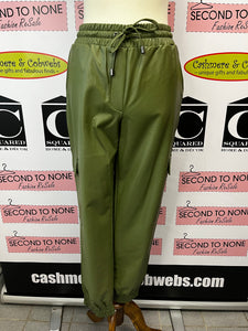 Cleo Olive Faux Leather Joggers (Size 10)