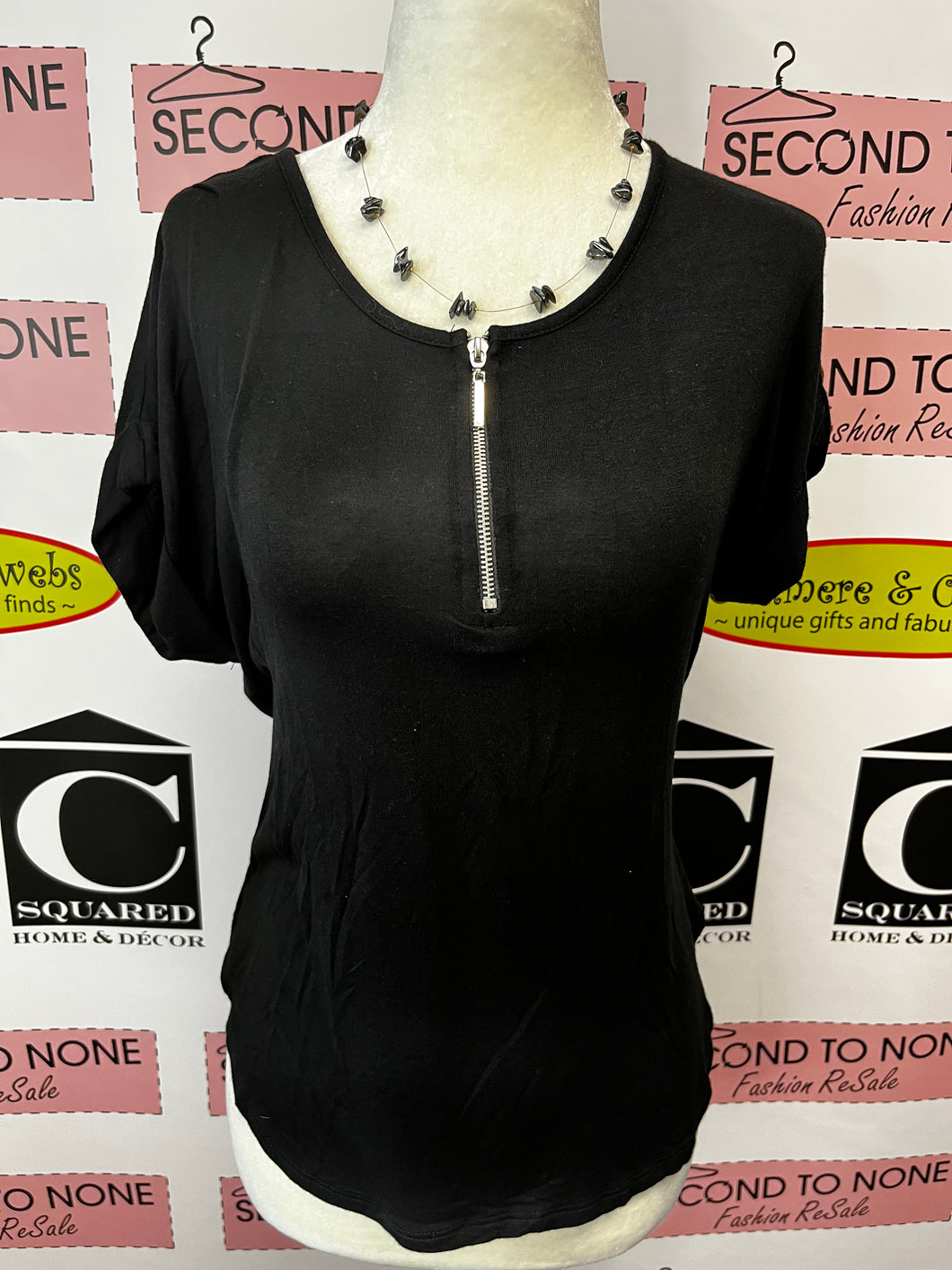 Black Zipper Tee (Size M)