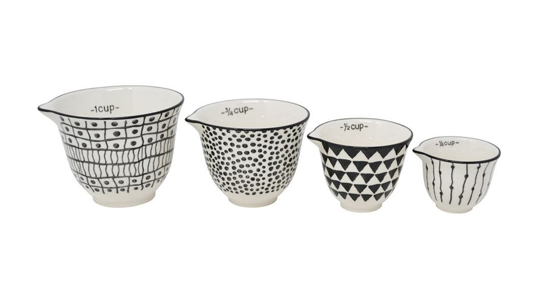 Black & White Abstract Measuring Cups (Set of 4)