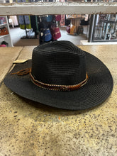 Load image into Gallery viewer, Black Cowboy Hat with Faux Leather Strap (Only 1 Left!)
