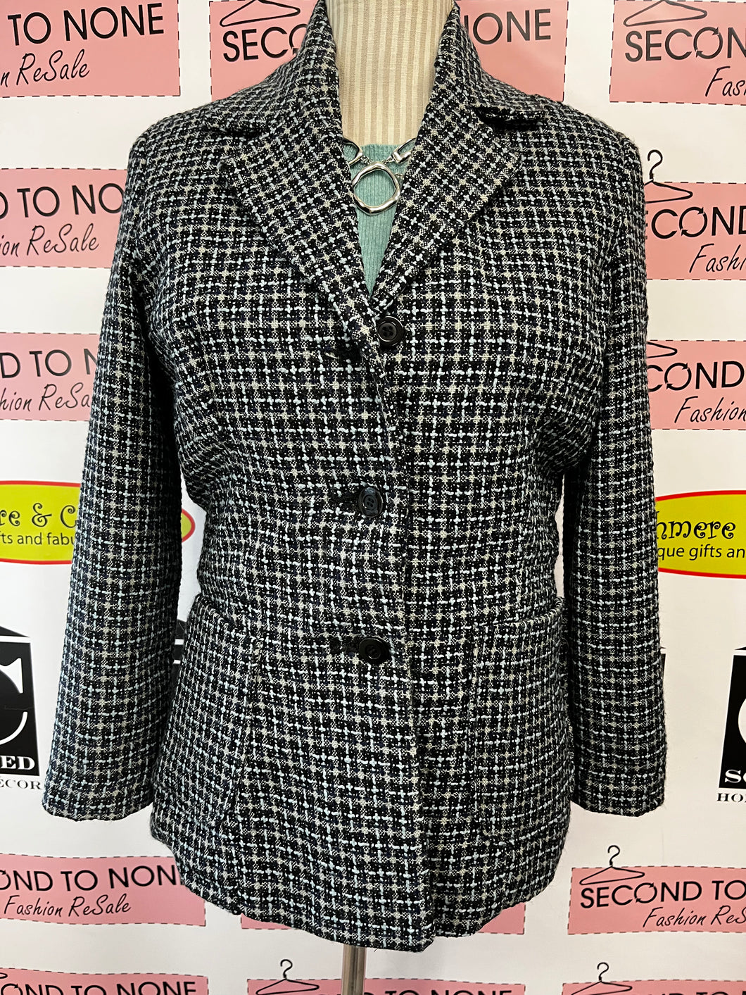 Teal Plaid Blazer (Size S)