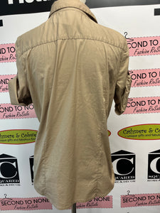 Ellen Tracy Short Sleeve Snap Front Top (Size 12)