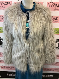 Y2K Crimped Faux Fur Jacket (Size S)