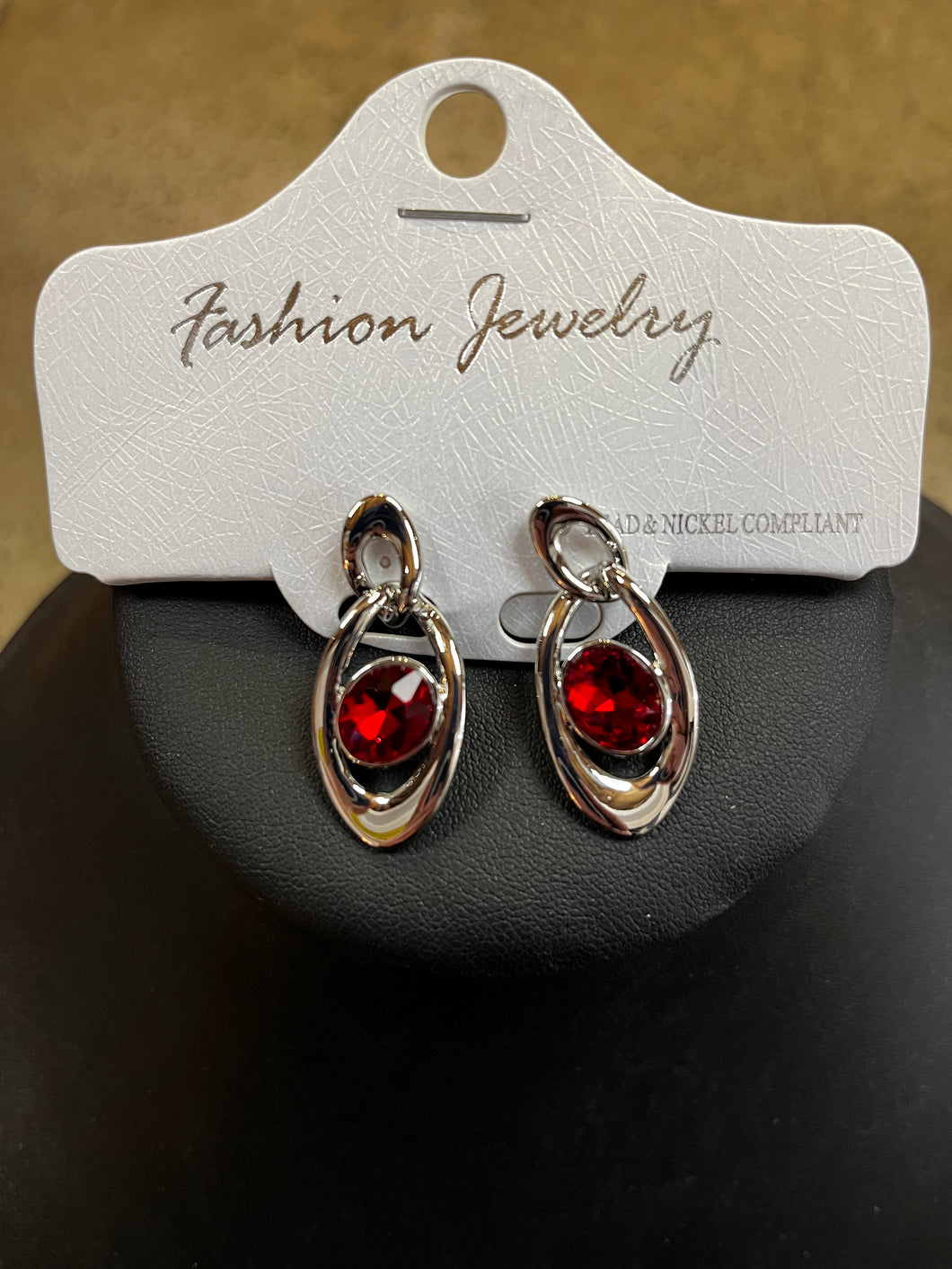 Silver Gemstone Earrings (Only Red Left!)