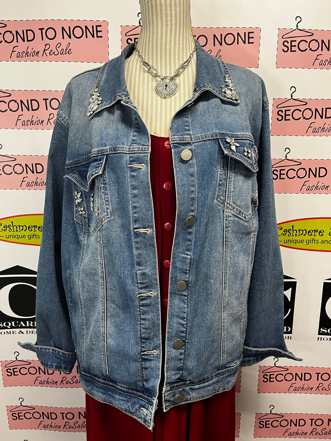 Laura Plus Rhinestone Denim Jacket (Size 24)