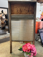 Load image into Gallery viewer, Antique Glass &amp; Wooden Washboard
