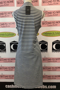 Sleeveless Zipper Front Striped Dress