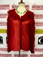 Load image into Gallery viewer, NWT Topshop Red Ruffle Top (Size 8)
